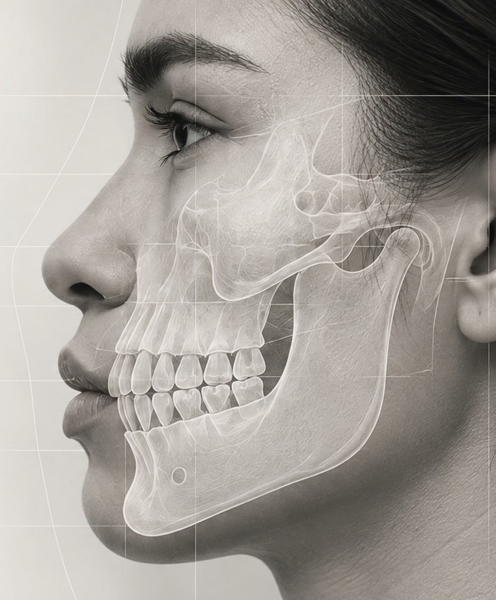 Facial profile with jaw structure illustration